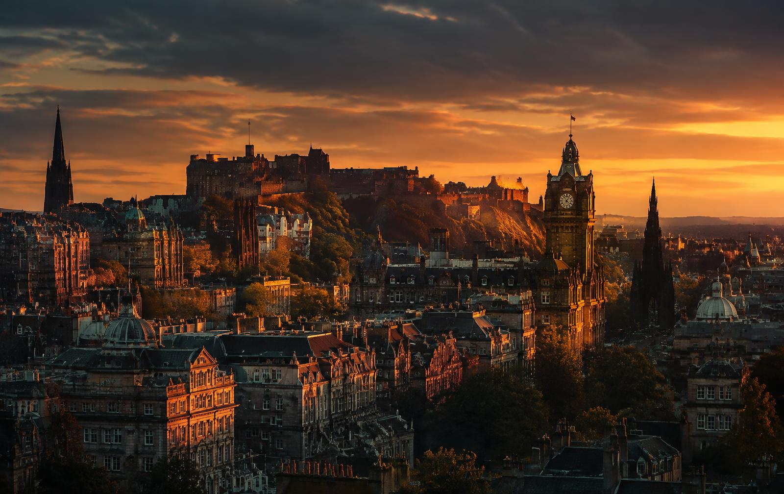 Edinburgh skyline at sunset